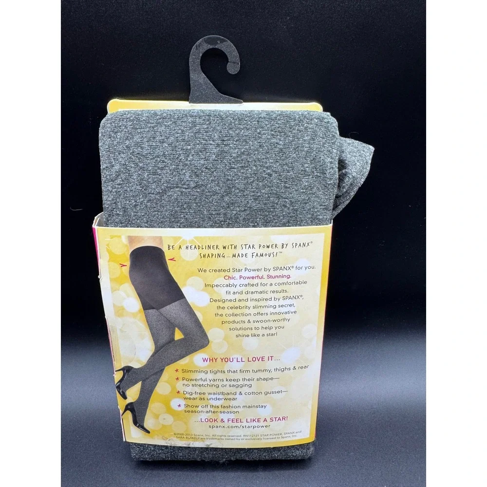 Star Power by Spanx Center-Stage Shaping Tights Heathered Grey Size E 2215